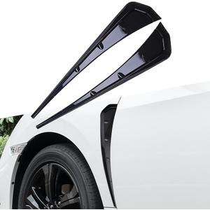 Ijuicy 2 PCS Car Fender Side Vents, Carbon Fiber Spoiler Body Fender Decorative Stickers, Air Flow Intake Hole Grille Carbon Fiber Car Accessories, for Most Cars (Gloss Black)