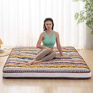 Dr.Futon Japanese Floor Futon Mattress Extra Thick Folding Roll Up Bed Topper Mat for Guest, Lounger and Tavel  (Full, Indian)