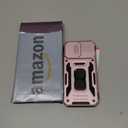 DEERLAMN Case for iPhone 17 6.3-Inch with Slide Camera Cover + Screen Protector (2 Packs), Rotated Ring Kickstand Military Grade Shockproof Protective Cover-Rose Gold