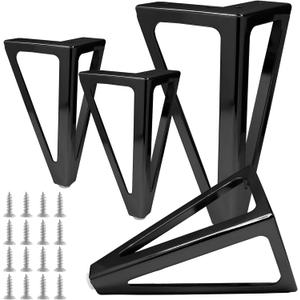 6 inch Heavy Duty Metal Furniture Sofa Legs, Sturdy Mid-Century Modern Style Replacement Legs for Cabinet/Dresser/Table (Black,4 Pcs)