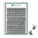 KEYYOU Lash Clusters 144pcs Individual Lashes D Curl 16mm Eyelash Clusters Super Lightweight Air Touch Cluster Lashes Soft&Wispy Comfortable Easy to DIY at Home(Air04-D-16mm)