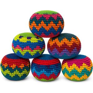 Funny Guy Mugs Hacky Kick Ball Sacks, Multicolored Crochet Assorted Geometric Pattern Hacky Ball, Foot Bag Kick Sack, Indoor and Outdoor Toys for Kids and Adults, Set of 6 (6 Count (Pack of 1))