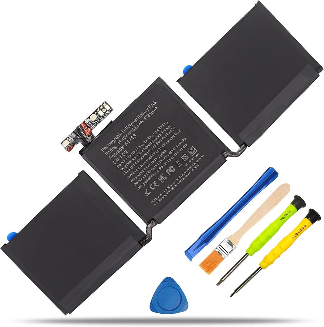 A2171 A1713 Laptop Battery Replacement for MacBook Touch Pro A1708(2016,2017) A2159(2019) A2289(2020) A2338(M1, 2020) EMC 3301 3456 3578 MUHN2LL/A MUHN2B/A MUHP2LL/A 11.4V