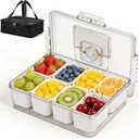 Chilled Portable Snackle Box container, Divided Serving Tray, Beach Essentials Insulated Container with Reusable Ice Pack & Bag Keep Food Hot or Cold On the Go for Adult