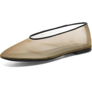 2 x Women's Crystals Fine Mesh Ballet Flats,Embroidered Round Toe Ballerina Shoes,Casual Slip On Crystal Mary Jane Flats,Comfortable Daily Dress Shoes (9, Nude2)