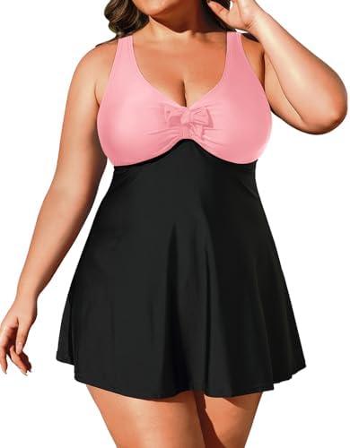 Daci Plus Size Two Piece Swimsuits for Women Flowy Tankini Swim Dress with Short Bathing Suits Plus Size 18W