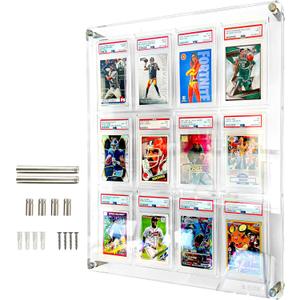 Acrylic Card Display Case for PSA, SGC & CGC Slabs Holds 12 Graded Cards, Wall Mount or Desktop Frame, Clear Acrylic Trading Card Display for Sports & Baseball, Football, Basketball (Transparent)