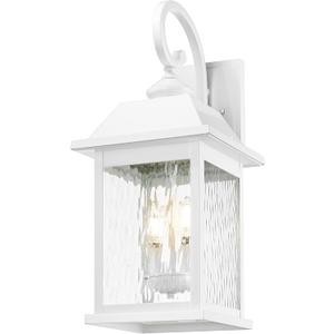 ALLGOT Large Outdoor Light Wall Mount, 21.65 Inch Tall Large Wall Lantern Sconce, E12 Socket Anti-Rust Modern Porch Lighting Fixture with Water Rippled Glass for Front Porch (White)