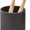 iDesign Toothbrush Holder for Normal Toothbrushes, Spin Brushes, and Toothpaste, The Cade Collection - 3" x 3" x 4. 5", Matte Black