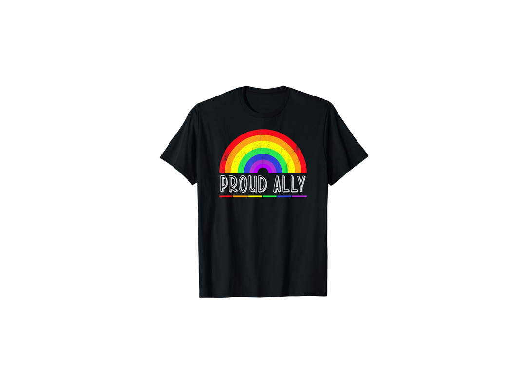 Ally Pride LGBTQ Proud Supporter Gay Pride Flag T-Shirt Size L