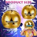 Sabary 11.81 Inch Disco Ball Helmet Adult Gold Glitter Glass Hat Novelty Punk Disco Ball Costume Cosplay for Nightclubs Parties Bar Djs Stage