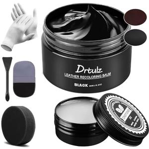 drtulz Black Leather Recoloring Balm, Leather Color Restorer Conditioner, Leather Repair Kits for Vinyl Furniture, Sofa, Car Seats, Shoes - Repair Leather Color on Faded & Scratched Leather Couches