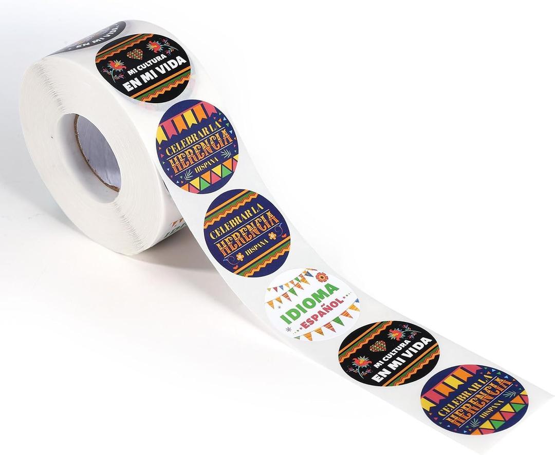 3 x 1000pcs Hispanic Heritage Month Stickers, Hispanic Countries Flag Patterns Stickers Latino in Spanish for Month Celebrating