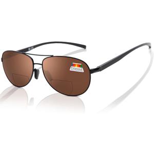 LianSan Premium Aviator Bifocal Reading Sunglasses for Men Women Retro Top Clear Sun Readers UV Protection