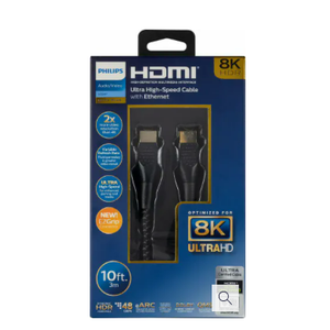 Philips HDMI 2.1 8K Ultra High Speed Cable With Ethernet ,10 Ft, Black