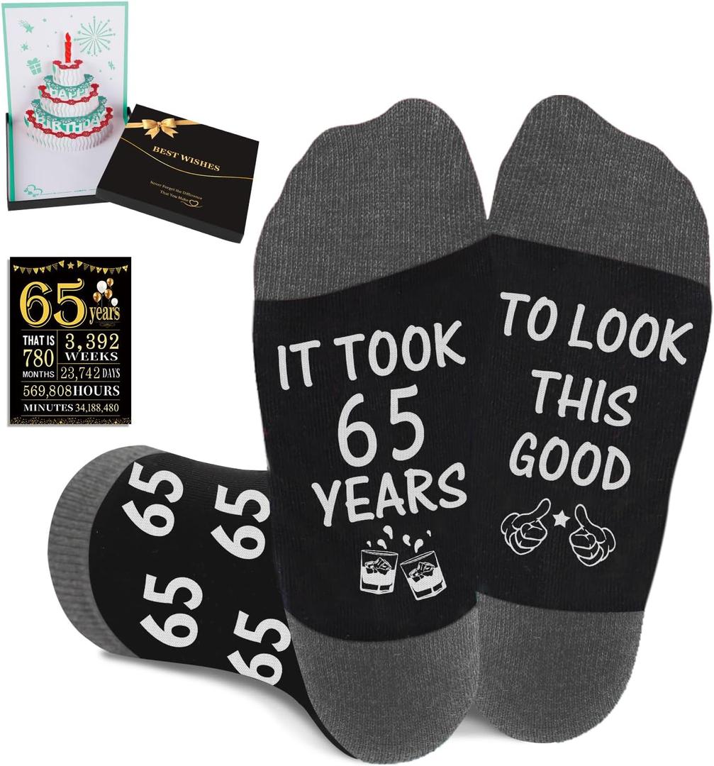 Juesly Birthday Gifts for Men with Mens Novelty Socks,Pop Up Birthday Card, Poster and Gift Box