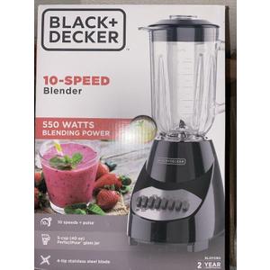 BLACK+DECKER BL2010 Standard Blender, 10-Speed + Pulse, 5 Cup, Glass Jar - Black