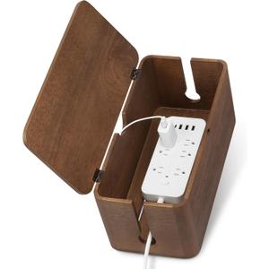 ZhiYo Wood Cable Management Box, Large Cord Organizer Box for Power Strip, Extension Cord Hider for Office, Desk Cable Storage Box for Wire Management, Floor Outlet Hider, 14.2" L  6.7" W  6.3" H