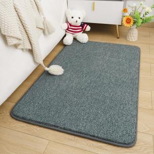 Amearea Modern Soft Area Rug, Chic Color Washable 2x3 Small Throw Rug for Bedroom, Entrance, Hallway, Kitchen, Non Slip Fluffy Carpet Home Decor, Grey and Green