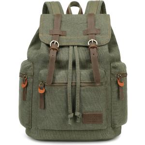 Bluboon Vintage Backpack Leather Trim Casual Bookbag Men Women Laptop Travel Rucksack