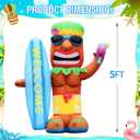 DomKom 5FT Tiki Luau Inflatables, Tiki with Surfboard and Wine Glass, Hawaiian Summer Tropical Beach Blow up Party Decor Party Giant Yard Decoration, Outdoor Built-in LED Lights Lawn Holiday Outside