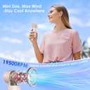 3 x Handheld Portable Mini Fan, Personal Small Pocket Design with Hook, 19500RPM Powerful Motor Trubo, 10H Max Cooling time USB Rechargeable, 5 Speeds for Women/Men/Travel/Beach/Outdoor- Pink
