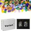 VARIART Mosaic Tiles 1600 Pcs/2Pounds,Stained Mosaic Glass PiecesGlass Mosaic Tiles for CraftsHome Decoration and DIY Enthusiasts. (Mix Rainbow-Small)