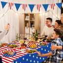 4th of July Decorations, 4th of July Paper Plates and Napkins, Patriotic Party Supplies Sets, American Flag Theme Plates Napkins Tablecloth, Banner, Red White Blue Decorations, Serve 25