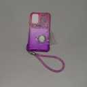 NZND Compatible with Samsung Galaxy A15-5G Phone Case, Pink/Purple | Glitter Floating Liquid Waterfall Cute Girl Women Kids Cover with Tempered Glass Screen Protector/Ring Holder/Wrist Strap