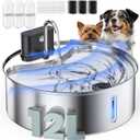 Wireless Dog Water Fountain for Large Dogs, 12L/3.2Gal Stainless Steel Dog Fountain Water Bowl with Sensor, Quiet Pump BPA-Free Automatic Water Dispenser for Cats Dogs Pets