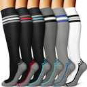 BLUEENJOY Copper Compression Socks for Women & Men (6 pairs) - Best Support for Nurses, Running, Hiking, Recovery (Large-X-Large, 20 Black/Black/Black/Gray/Grey/White)