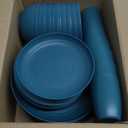 Green Unbreakable Plates and Bowls Sets Microwave and Dishwasher Safe,Dark Green Dinnerware Sets for 8,Reusable Plastic Dishes Set Lightweight for Kids Elderly Kitchen Adults Camping Outdoor