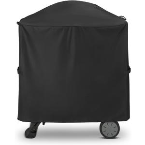 Unicook Grill Cover for Weber Q100/1000 Q200/2000 Series Grills on Portable Cart with Side Tables Folded Inside, Compared to Weber 7113, Heavy Duty Waterproof BBQ Cover, All Weather Protection