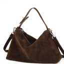 Premium Suede Leather Crossbody Bags for Women, Slouchy Suede Shoulder Bag with Adjustable Strap and Tote Handbag (Coffee)