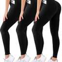3 Pack High Waisted Leggings for Women Butt Lift Tummy Control Yoga Pants Non See-Through Workout Running Pants, Small-Medium