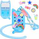 Mity rain Hand Sanitizer Spray Case Compatible With Touchland, Cute Silicone Hand Sanitizer Holder Keychain with 4 Charms, Portable Refillable Sanitizer Accessory, Gift for Women And Teens