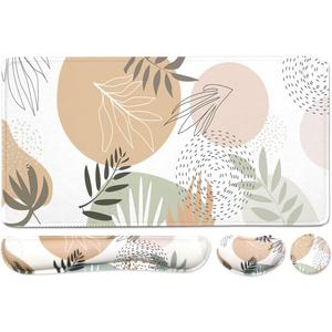 Keyboard Mouse Pad Set, Extended Mouse Pad+Keyboard Wrist Rest Support, Memory Foam Ergonomic Easy Typing, 4Pcs (35.415.7 in) Desk Pad Set for Home Office Study Game - Minimalist