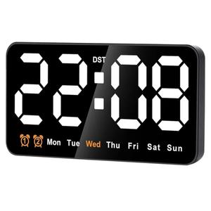 Digital Wall Clock, 9Inch LED Digital Clock Display with 12/24H, Big Digits,Small Silent Wall Clock Easy to Use (White)