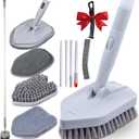 DSV Standard Tile Tub Scrubber Brush Shower Scrubber with Long Handle, 3-in-1 Cleaning Brush with 3 Detachable No Scratch Brush Heads, 56 Scrub Brush for Shower, Bathroom, Wall, Kitchen, Sink, Toilet