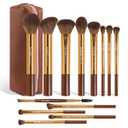MAANGE 13 PCS Makeup Brushes Professional Make Up Brushes Premium Synthetic Powder Concealers Brushes Travel Makeup Brush Set with Case (Gold)