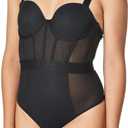 DKNY womens Sheers Strapless Bodysuit (36C, Black)