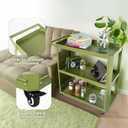 XCX 3 Tier Metal Utility Rolling Cart with Wheels, Green, 13.6"D x 27.5"W x 31.5"H