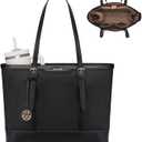 LOVEVOOK Work Tote Bag for Women 15.6 Inch Laptop Computer Bags with Cup Holder, Large Teacher Bag Briefcase for Business Office Travel Black, Nylon&PU