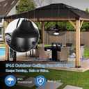 20 Inch High CFM Outdoor Ceiling Fans with Lights Remote Control Pull Chain for Gazebo, Waterproof Patios Fan with 3 Hooks -Plug in -3CCT, Modern Portable Hanging Fan for Pergola, Brown