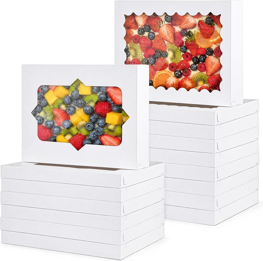 Sinload 24 Pcs 26.5x19.5 x 5 Inch Full Sheet Cake Boxes 12pcs Large Rectangle Bakery Boxes with 12pcs Cake Boards for Pastry Baking, Cupcakes, Donuts, Cookies, Pie Treat Packaging