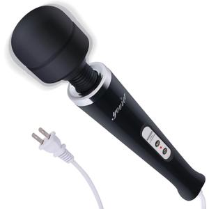 YEVIOR Wired Powerful Handheld Massager with 10 Pulse Settings Strong Vibration for Women,Personal Total Body Therapy Massager for Sports Recovery, Muscle Aches, Body Pain (Black)