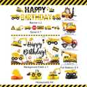 3 x Construction Birthday Party Supplies  Banner, Backdrop, Hanging Swirls, Honeycomb Centerpieces, Foil Balloons for Boys 2nd 3rd Birthday Construction Party Decorations