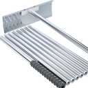 Stainless Steel Roof Rake: 2-16.5 FT Extendable, All-Stainless Construction (Head & Pole), Heavy-Duty & Durable,, Anti-Slip Grip