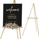 Falling in Art 65" A-Frame Tripod Easel Stand, Wooden Display Easel with Adjustable Canvas Holder, Floor Easel for Wedding Signs, Posters, Paintings, Artwork(Gold) 1 Pack