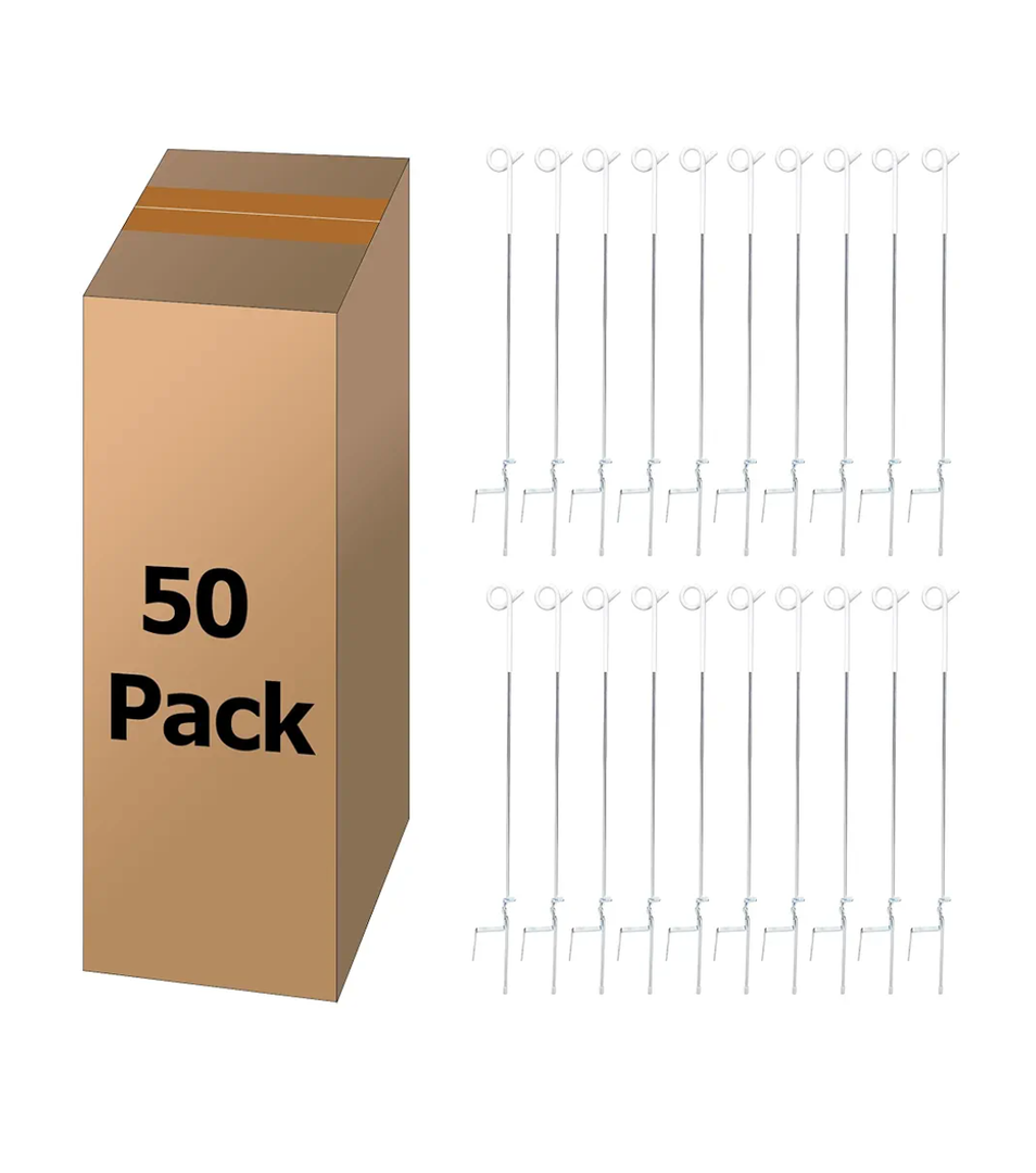 41 Inches Pig Tail Electric Fence Post, 50 Pack Stainless Steel Step in Fence Post, Electric Fencing Post for Garden and Livestock, White